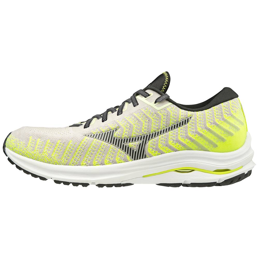 Mens Mizuno Wave Rider 24 WAVEKNIT™ Running Shoes White/Yellow Philippines (PDUJFI520)